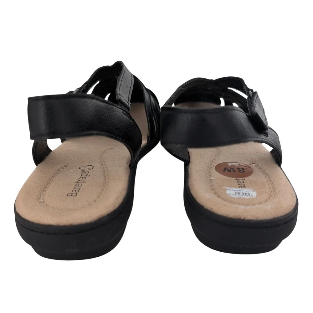 Baretraps Brinley Fisherman Slingback Sandal Women 8W Black Faux Leather Comfort
